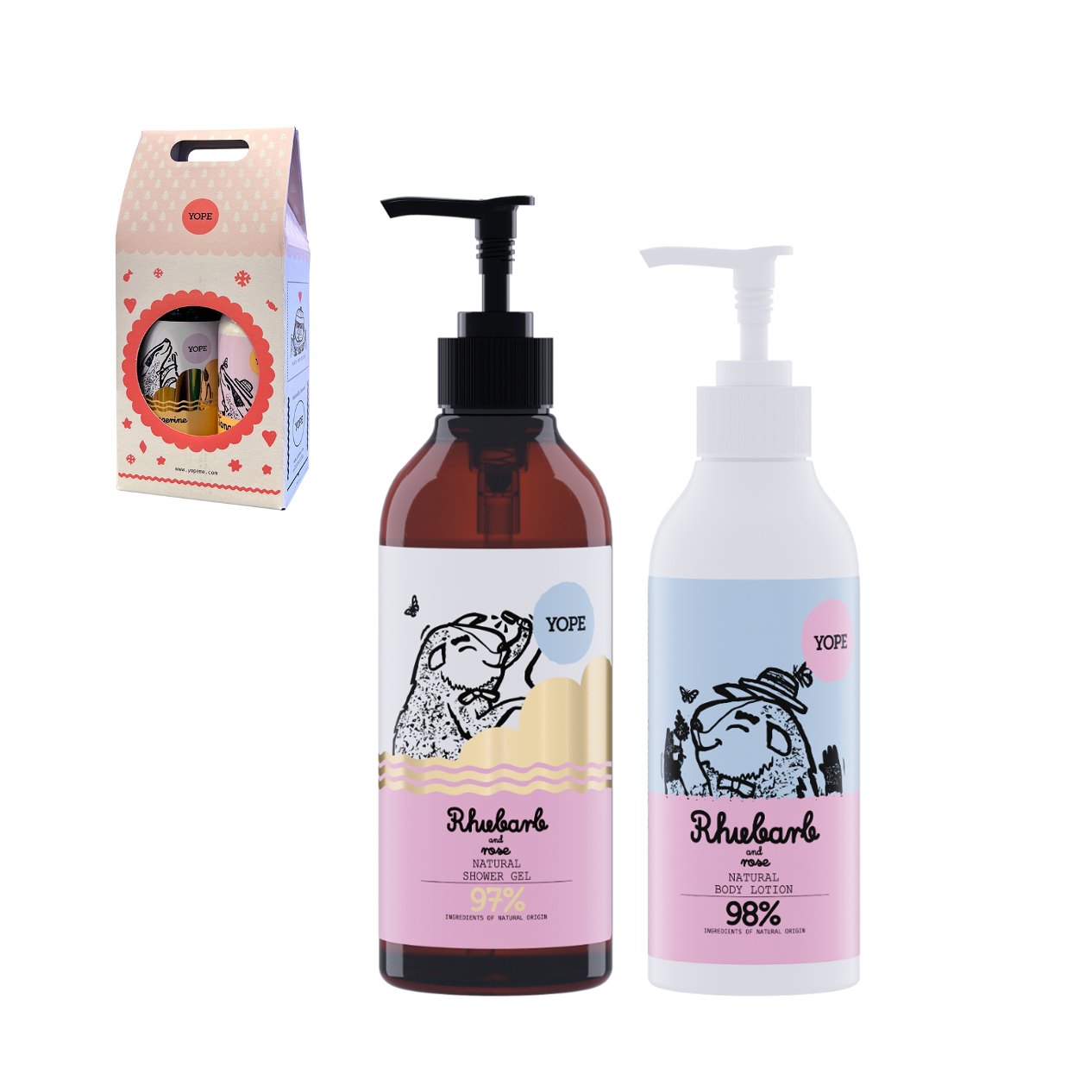 大黃和玫瑰沐浴露配手部和身體乳液孖裝套裝禮盒/ Rhubarb and Rose Shower gel and Body & Hand Lotion Duo Gift Set