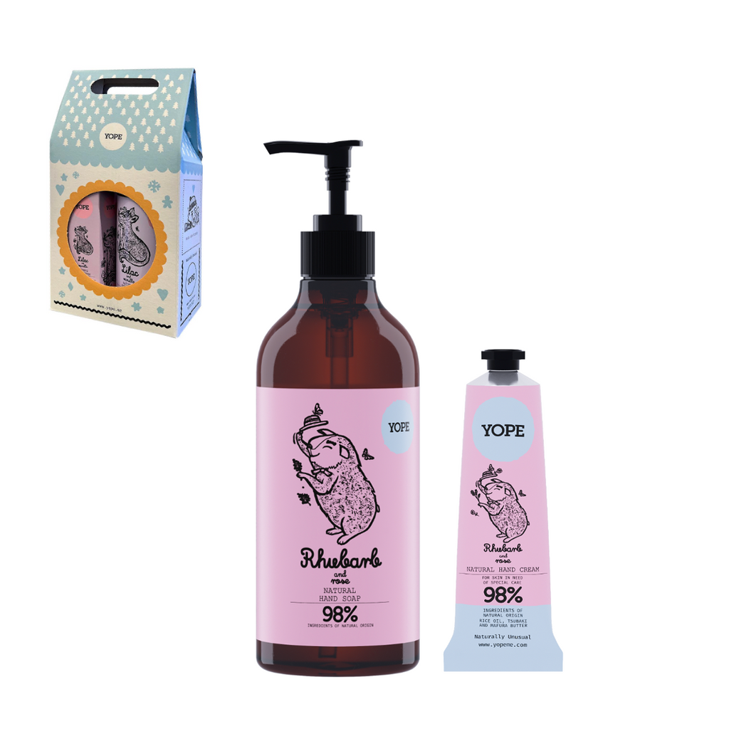 大黃花和玫瑰洗手液配護手霜孖裝套裝禮盒/ Rhubarb and Rose hand soap and hand cream Duo Gift Set